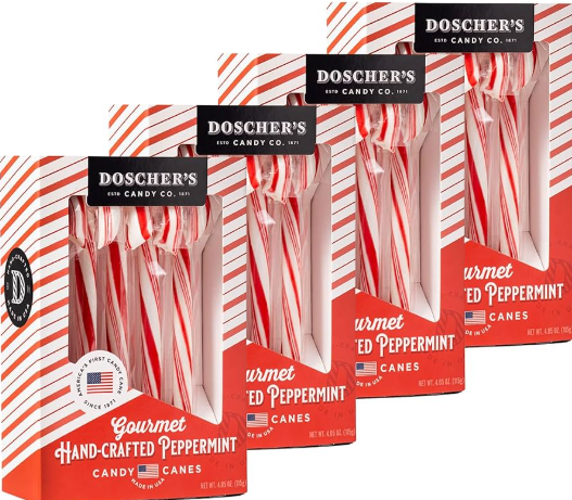 candy canes packed in custom plastic packaging